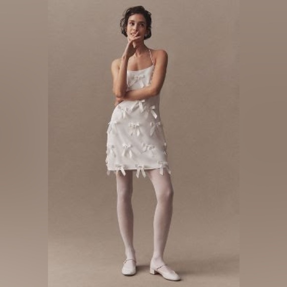 Hutch white halter dress with ribbon detail